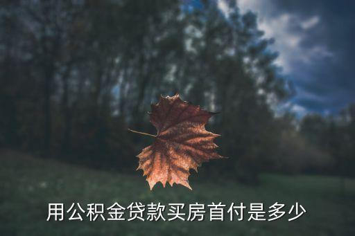 用公积金贷款买房首付是多少