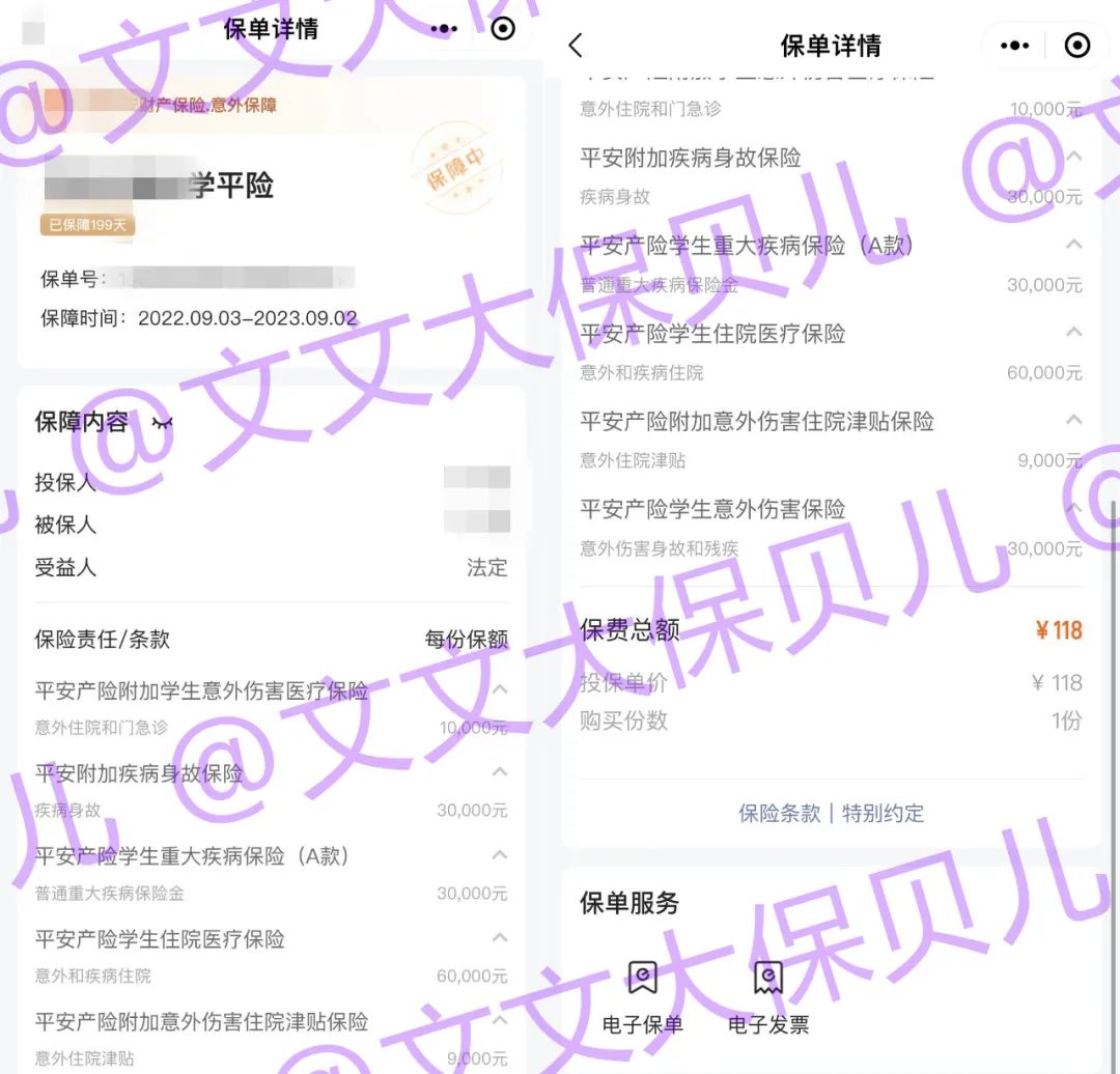 学平险多少钱一年