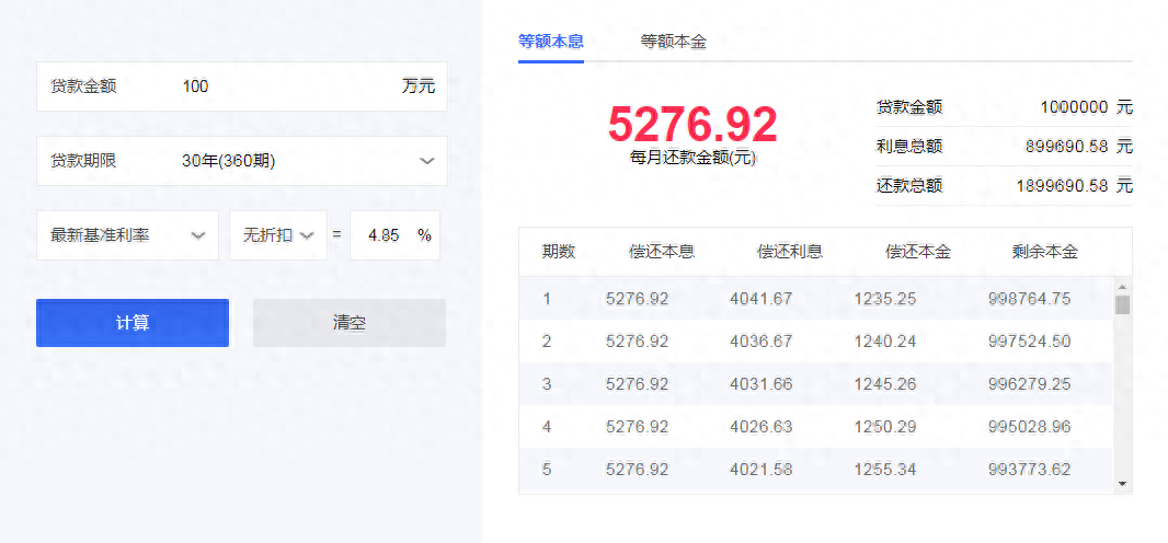 等额本息什么意思