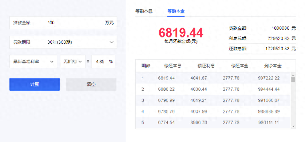 等额本息什么意思