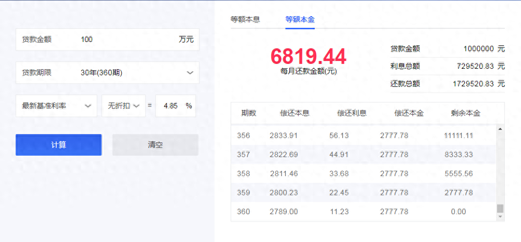 等额本息什么意思