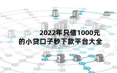  2022年只借1000元的小贷口子秒下款平台大全