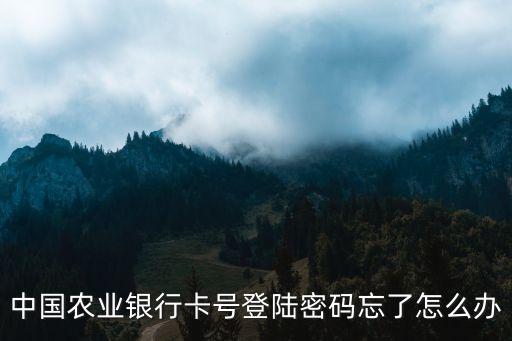 中国农业银行卡号登陆密码忘了怎么办