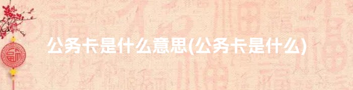 公务卡是什么意思(公务卡是什么)
