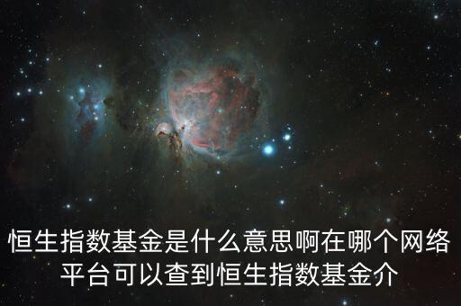 恒生指数基金是什么意思啊在哪个网络平台可以查到恒生指数基金介