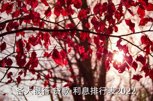 各大银行 贷款 利息排行表2022