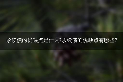 永续债的优缺点是什么?永续债的优缺点有哪些？