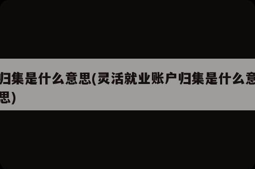 归集是什么意思
