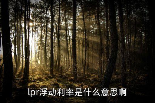lpr浮动利率是什么意思啊