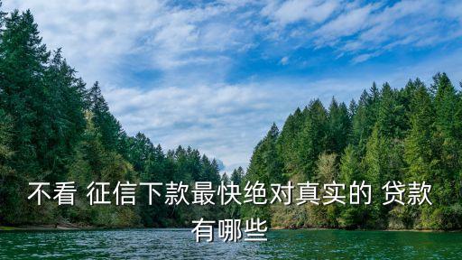 不看 征信下款最快绝对真实的 贷款有哪些