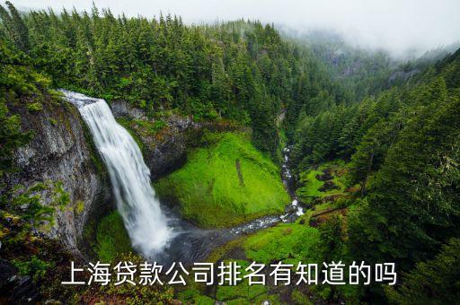 上海贷款公司排名有知道的吗
